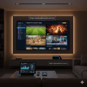 Configuração do XCIPTV Player para teste de desempenho em dispositivos Android e Smart TVs.