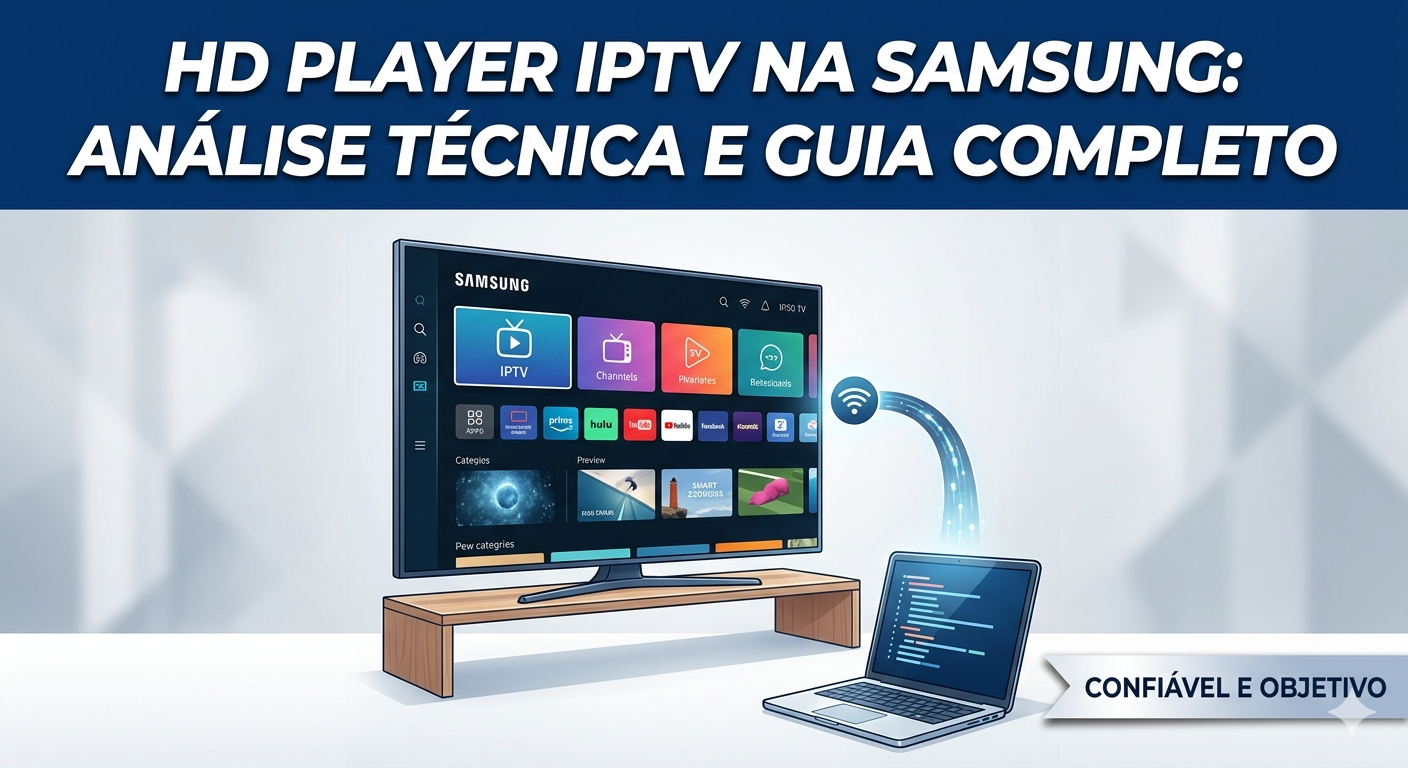 Interface do HD Player IPTV em uma Smart TV Samsung: análise de fluidez e integração com o sistema Tizen.